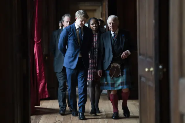 King Charles III hosts a reception to celebrate British South Asian communities, in the Great Gallery at the Palace of Holyroodhouse