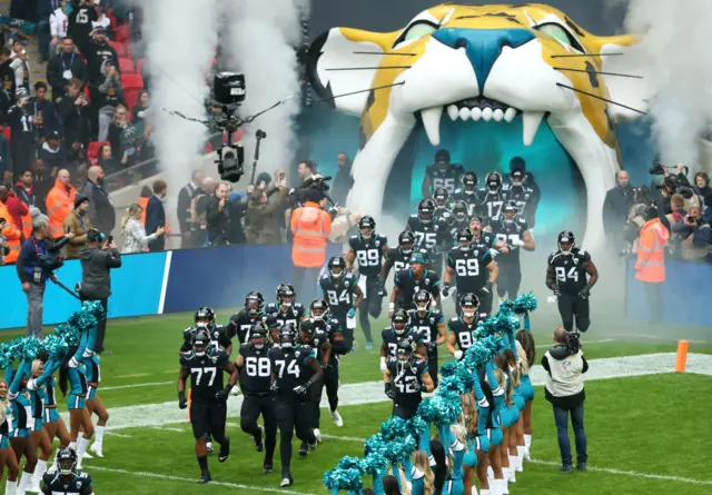 The Jacksonville Jaguars run out at Wembley Stadium