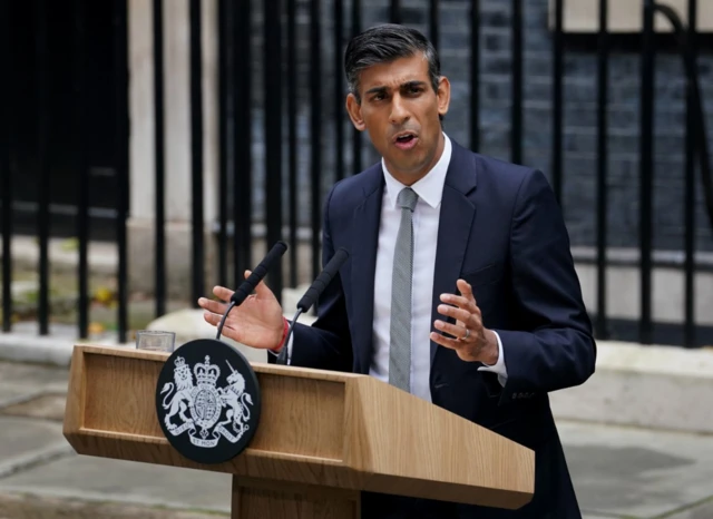 Rishi Sunak on Downing St making first address as PM