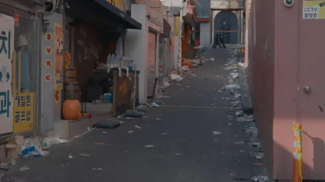 The alleyway in Itaewon where the crush took place