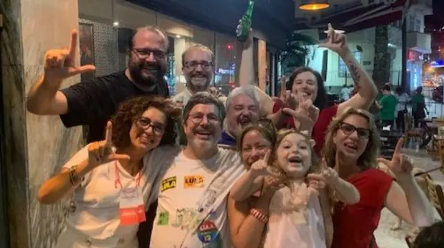 Lula supporters celebrate in a Rio bar