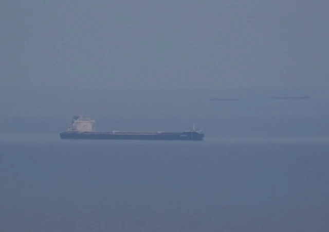 Grain ships carrying Ukrainian grain are seen in the Black Sea near Ukrainian port of Odesa