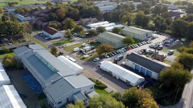 Manston migrant processing facility pictured from above