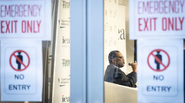 Kwasi Kwarteng speaks at a Tory party conference fringe event