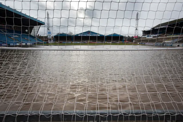 flooded Carlisle football pitch