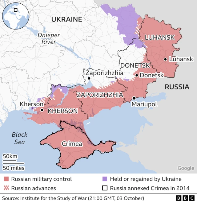 Annexed territory in Ukraine's east