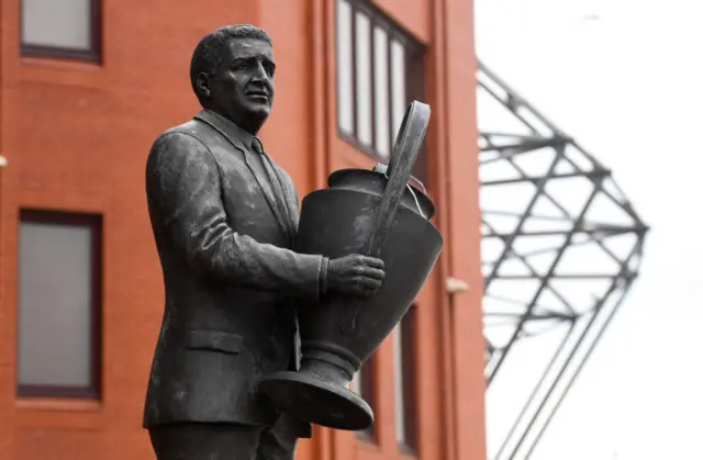 A statue of Jock Stein enjoys pride of place outside Celtic Park