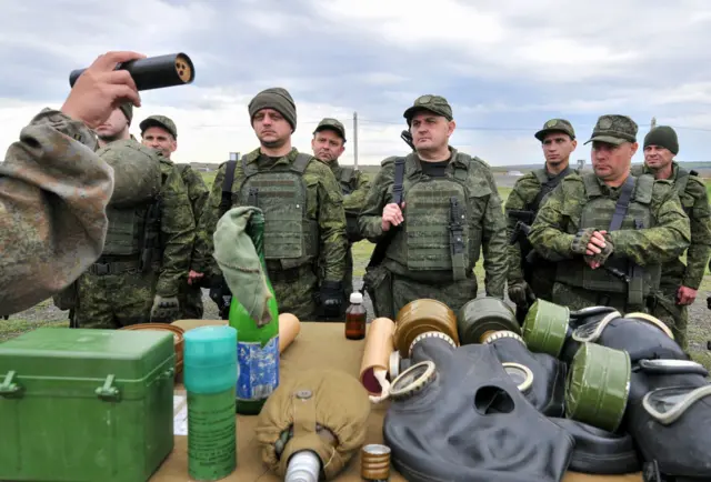 Mobilised soldiers in training at Rostov-on-Don