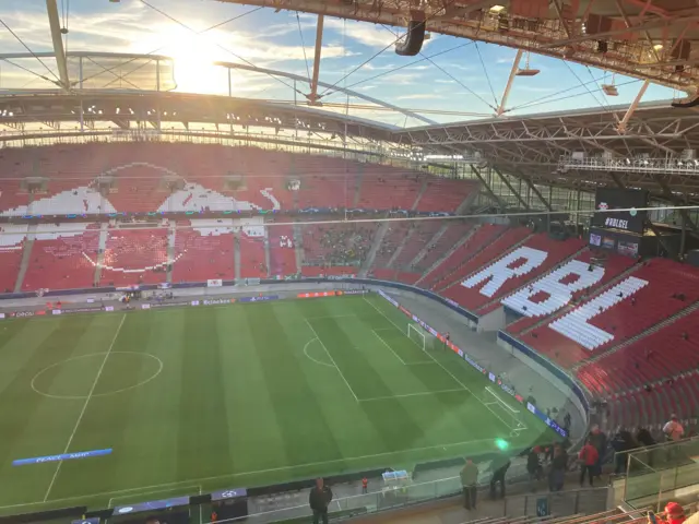 Celtic fans in the away end at the Red Bull Arena