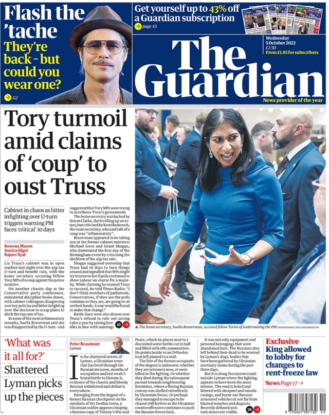 The front page of the Guardian newspaper