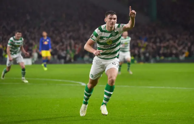 Kieran Tierney scored Celtic's opener in the 2018 home win against Leipzig