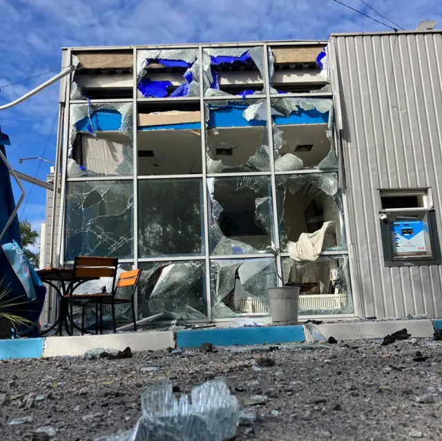 Damage to a garage caused by missile strikes in Zaporizhzhia