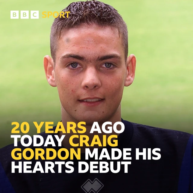 Craig Gordon made his debut 20 years ago today