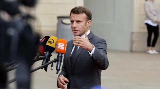 French President Emmanuel Macron in Prague