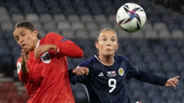 Caroline Weir playing for Scotland against Austria