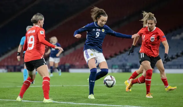 Caroline Weir playing for Scotland against Austria