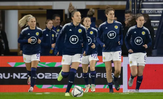 Scotland players warming up