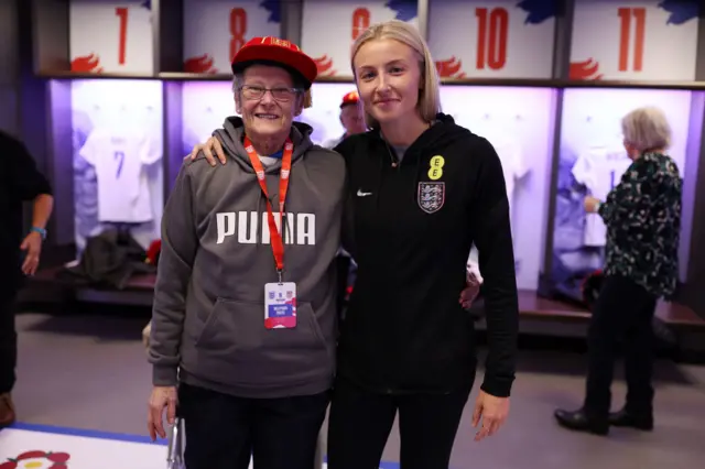 Leah Williamson with one of 1972 England players