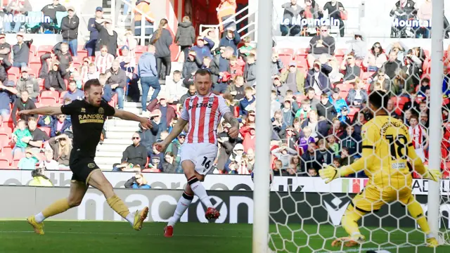 Ben Wilmot scores for Stoke against Sheff Utd