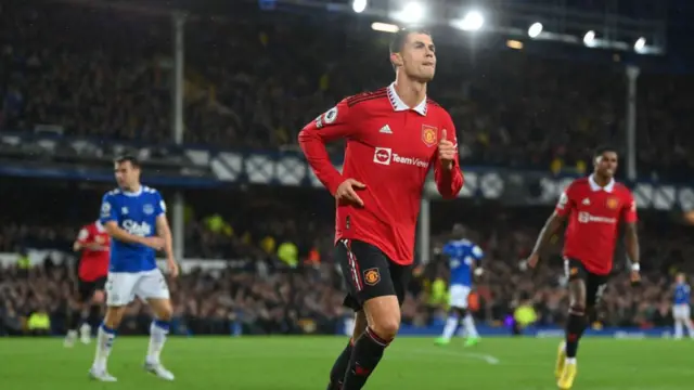 Ronaldo celebrates his goal.