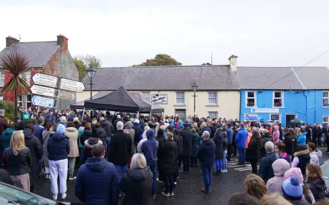 Crowds at a vigil in Milford, County Donegal