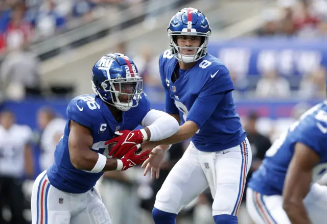 Saquon Barkley and Daniel Jones of the New York Giants.