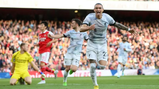 Darwin Nunez celebrates after his goal