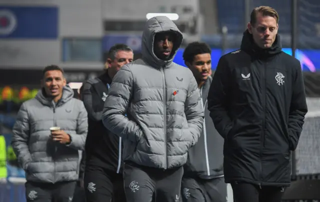 Rangers players at Ibrox