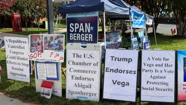 Supporters of Democrat Abigail Spanberger have put out an elaborate display in Stafford County, Virginia