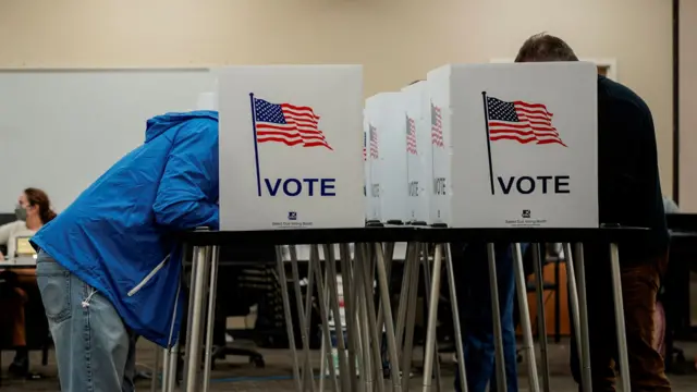 People vote early for the upcoming midterm elections in Las Cruces, New Mexico