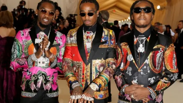 Offset, Quavo and Takeoff of Migos arrive at the Metropolitan Museum of Art Costume Institute Gala (Met Gala) to celebrate the opening of "Heavenly Bodies: Fashion and the Catholic Imagination" in the Manhattan borough of New York, U.S., May 7, 2018.