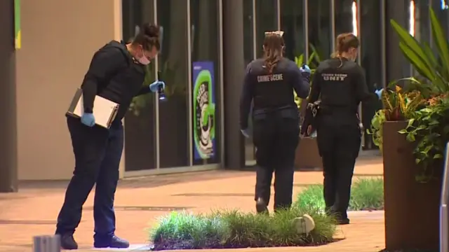 Police at the scene of the shooting in Houston