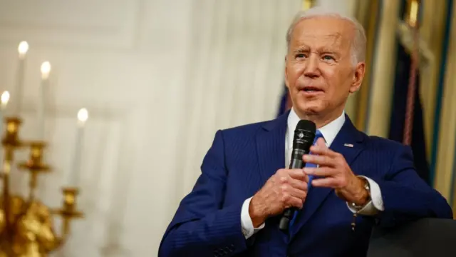 US President Joe Biden speak to reporters at the White House on Wednesday