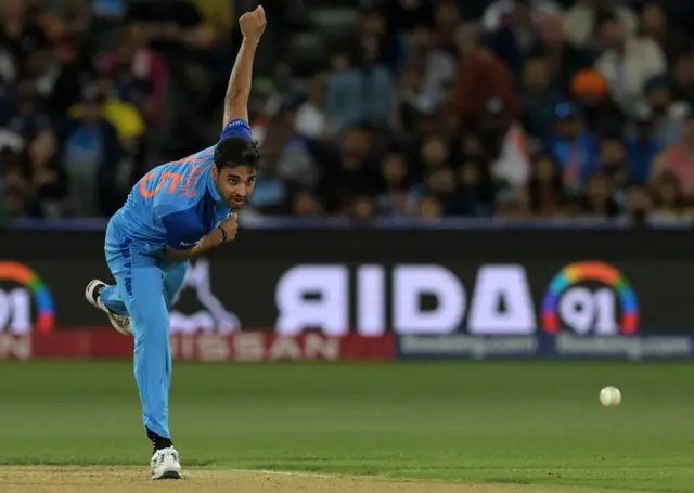 Bhuvneshwar Kumar bowling against England