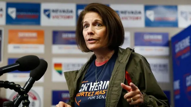 Democratic Senator from Nevada Catherine Cortez Masto speaks during a canvass kickoff event in Henderson, Nevada, USA, 07 November 2022