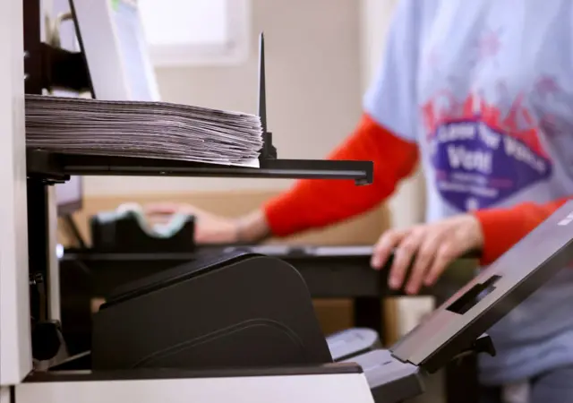 Ballots sorted in tabulation area in Clark County, Nevada