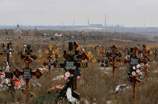 A cemetery outside Mariupol, Ukraine