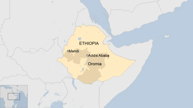 A map of Oromia in Ethiopia