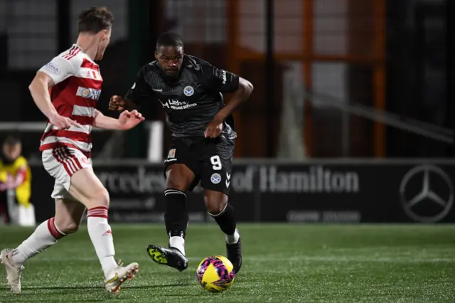 Ayr's Dipo Akinyemi scores the opening goal