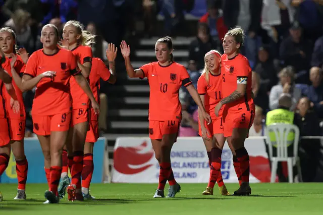 England celebrate a goal in 4-0 friendly win over Japan in Murcia