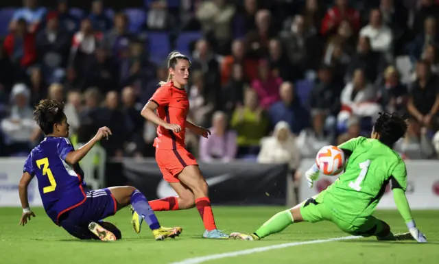 Ella Toone scores England's third goal in friendly v Japan in Murcia