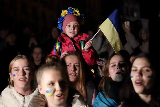 People in Kyiv celebrate after Russia's retreat from Kherson