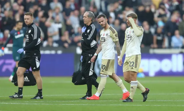 James Maddison leaves the pitch