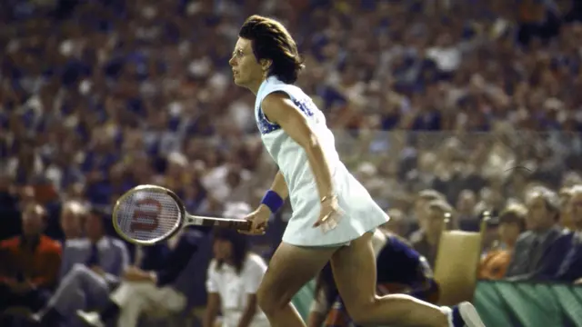 Billie Jean King in action in 1973