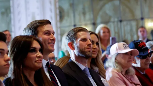 Eric Trump, Jared Kushner and Kimberly Guilfoyle were seen in the crowd