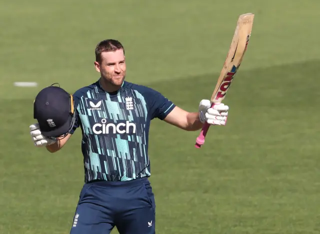 England's Dawid Malan celebrates his second ODI century v Australia in Adelaide