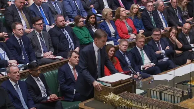 Tory benches watch as chancellor delivers his speech