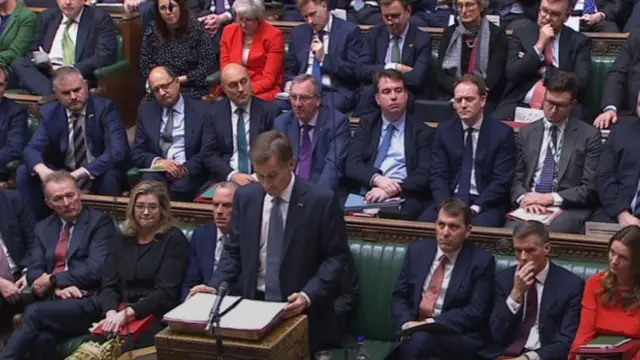 Tory benches watch the chancellor deliver his statement