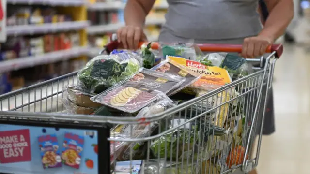 Shopping trolley in supermarket