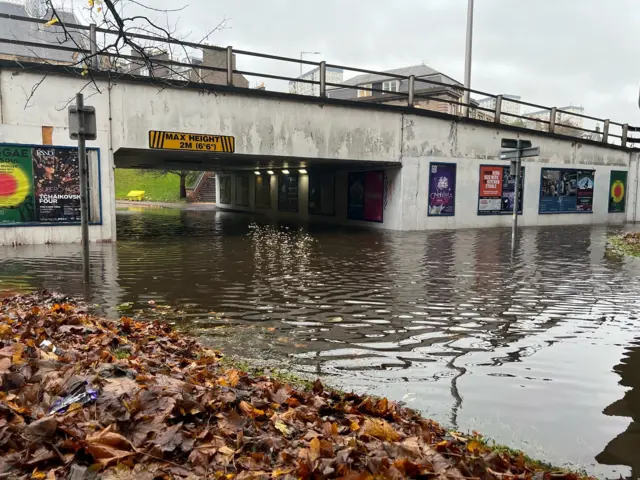 car park entrance flooded